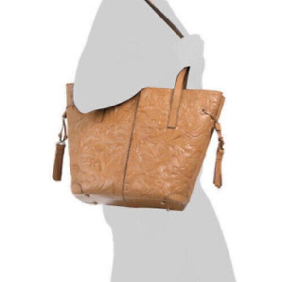 Patricia Nash Kemble Tote Biscuit Brown Tooled Leather Shoulder Handbag - Picture 13 of 13